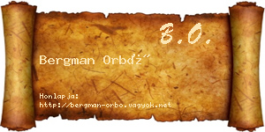 Bergman Orbó névjegykártya